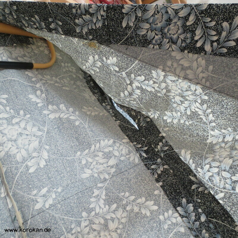 blaue Blüten Hitoe Kimono, Wolle gewaschen