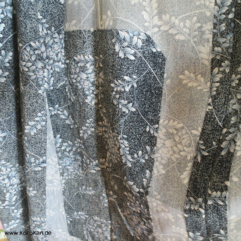 blaue Blüten Hitoe Kimono, Wolle gewaschen