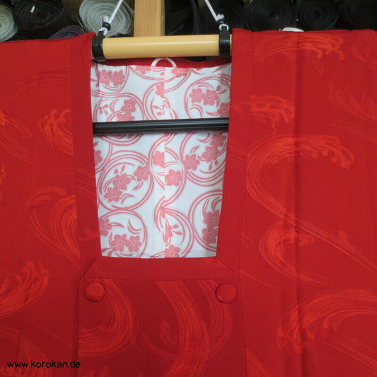 rote wilde Wellen Seide Michiyuki Jacke