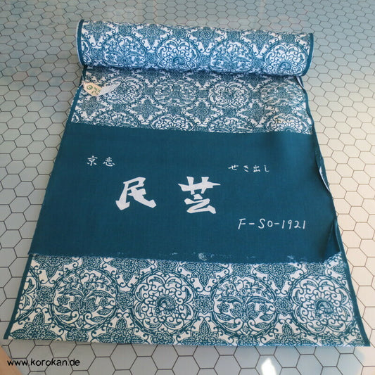 runde Spiegel türkis weiß Kimono Woll Stoffrolle