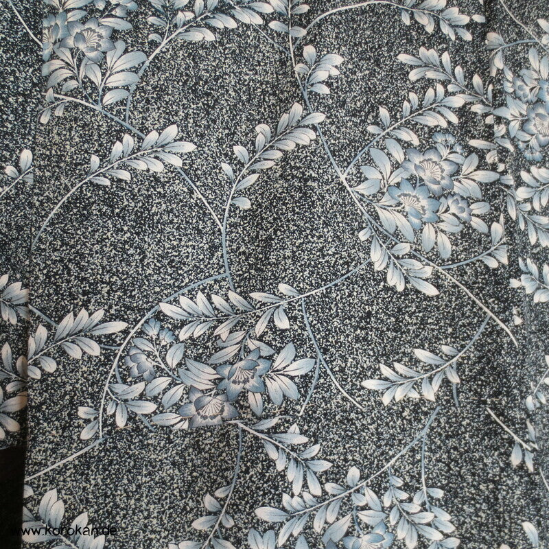 blaue Blüten Hitoe Kimono, Wolle gewaschen