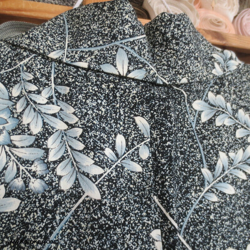 blaue Blüten Hitoe Kimono, Wolle gewaschen
