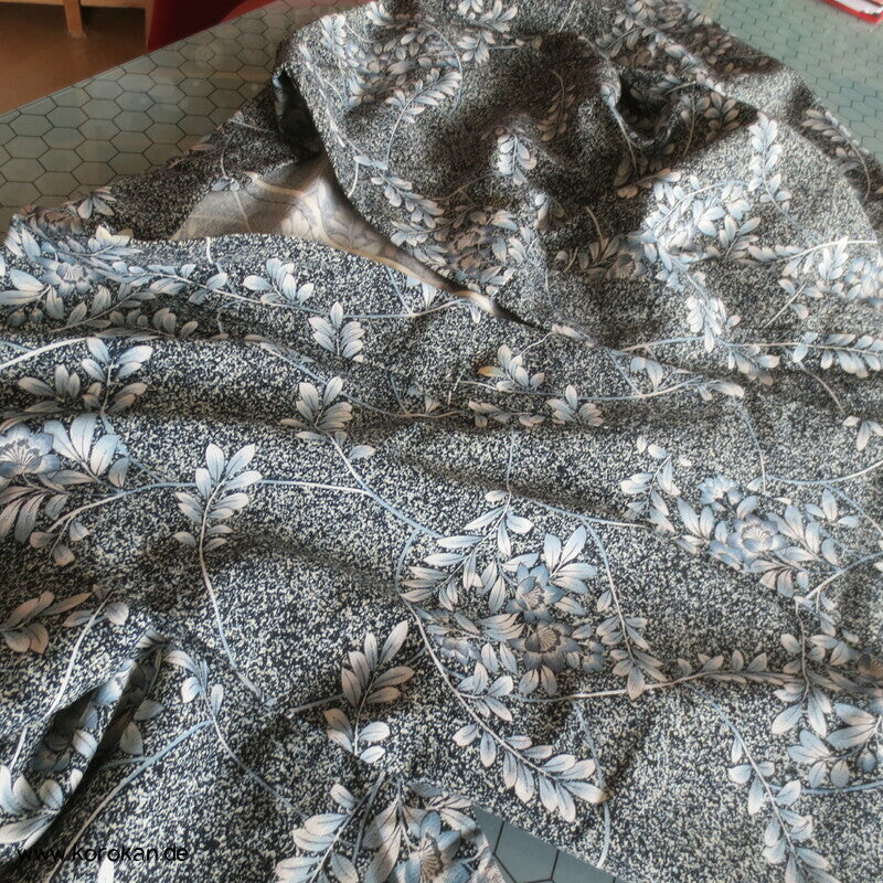 blaue Blüten Hitoe Kimono, Wolle gewaschen