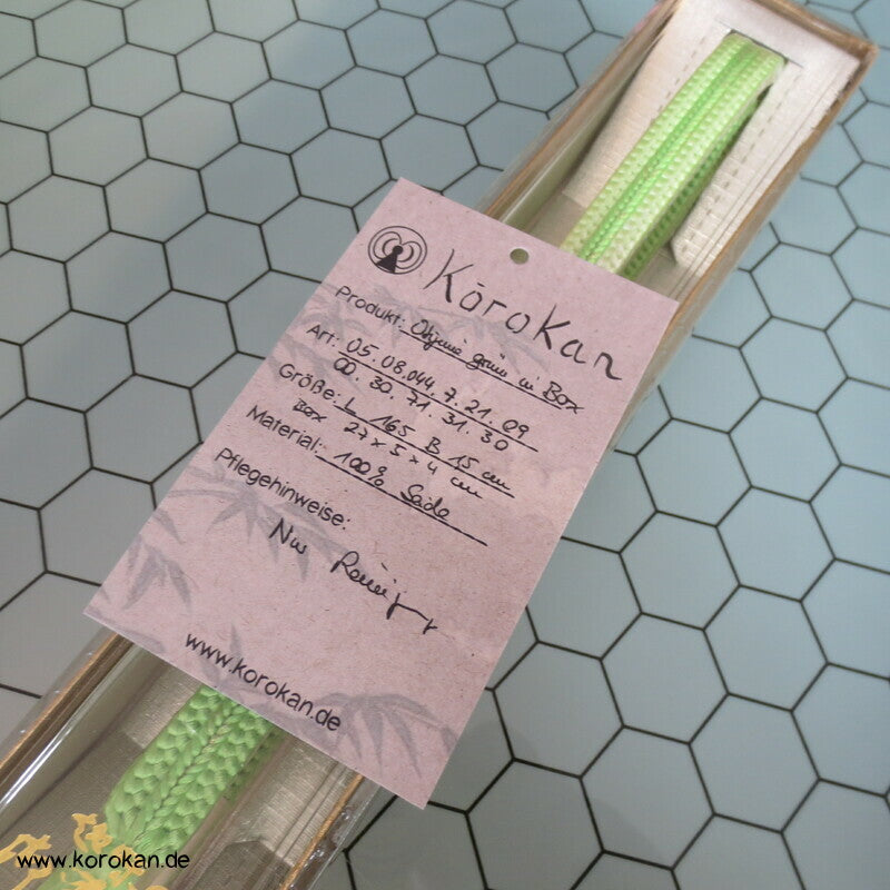 grün - weißer Obijime handgeflochtene Seide, in Box