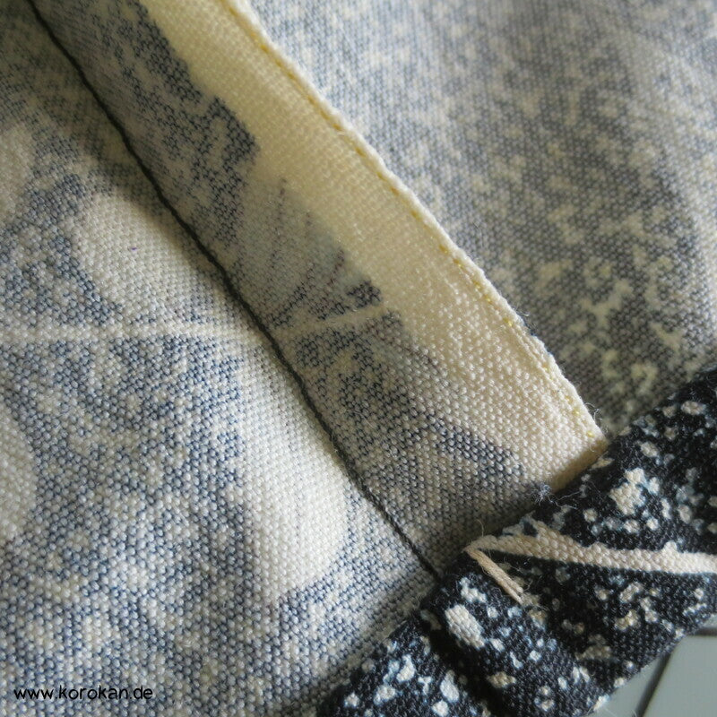 blaue Blüten Hitoe Kimono, Wolle gewaschen