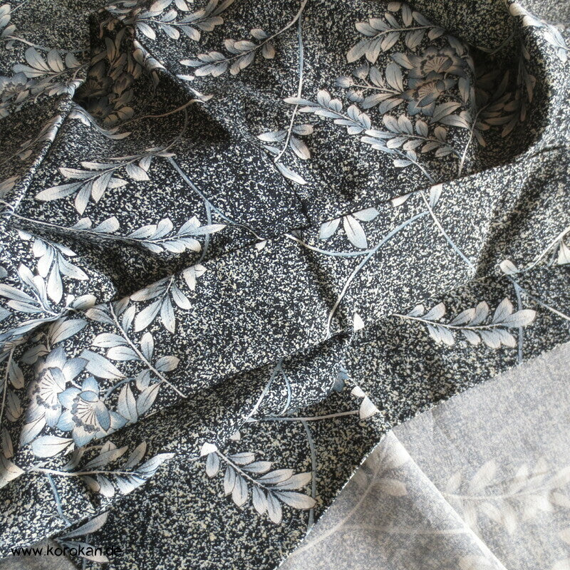 blaue Blüten Hitoe Kimono, Wolle gewaschen