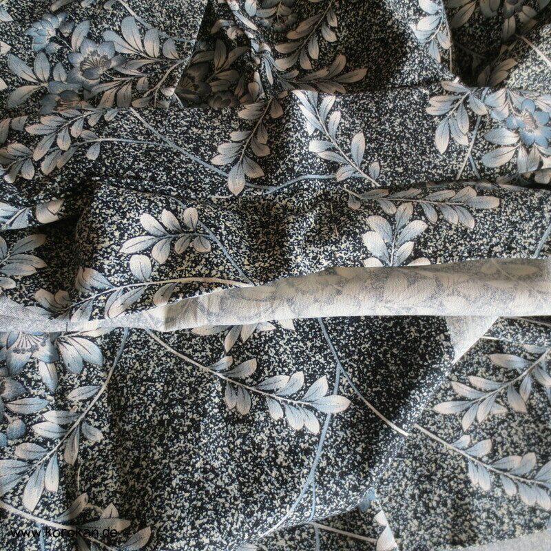 blaue Blüten Hitoe Kimono, Wolle gewaschen