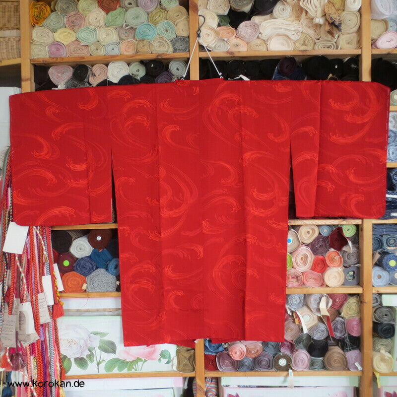 rote wilde Wellen Seide Michiyuki Jacke