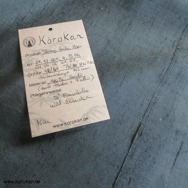 weite Bundfalten Hose anthrazite Kimono Tsumugi Seide, Gr. 42 / 44