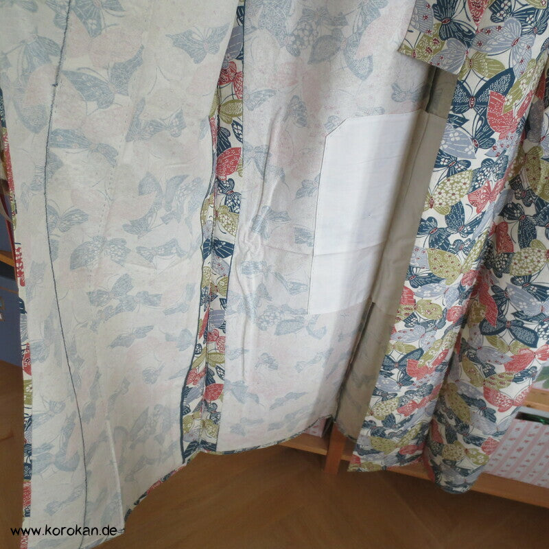 allover Schmetterlinge Tsumugi Seiden Hitoe Kimono