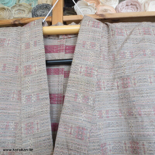 Hitoe Jacquard Wolle Seide Kimono, wechselhaft kariert