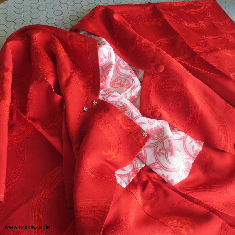 rote wilde Wellen Seide Michiyuki Jacke