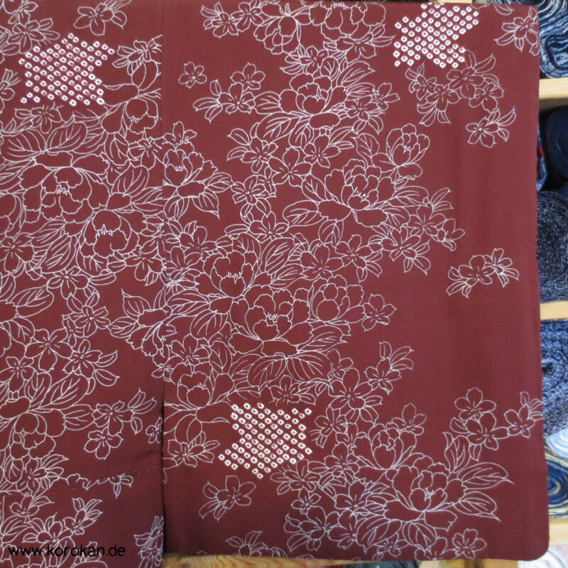 Päonien und Shibori Seidencrepe Komon Kimono