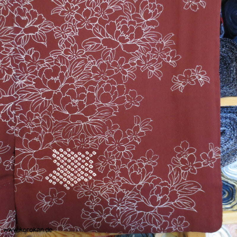 Päonien und Shibori Seidencrepe Komon Kimono