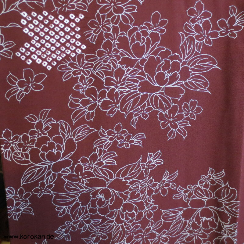 Päonien und Shibori Seidencrepe Komon Kimono