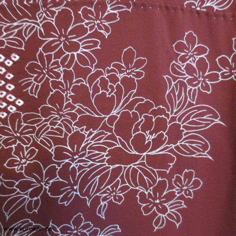 Päonien und Shibori Seidencrepe Komon Kimono