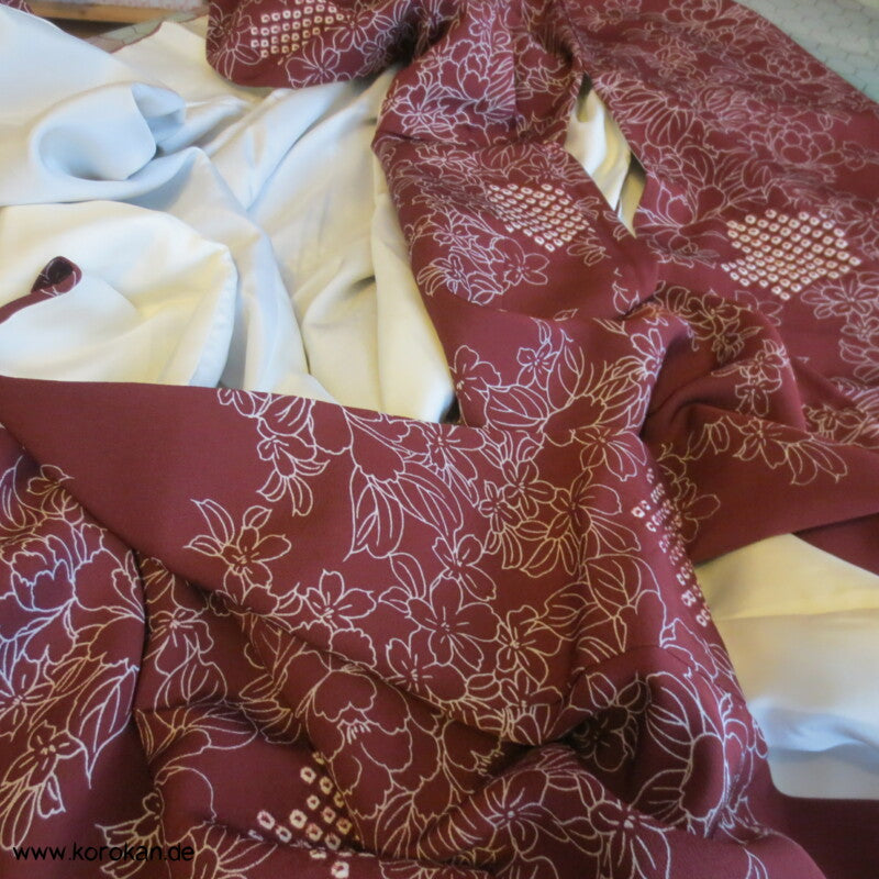 Päonien und Shibori Seidencrepe Komon Kimono