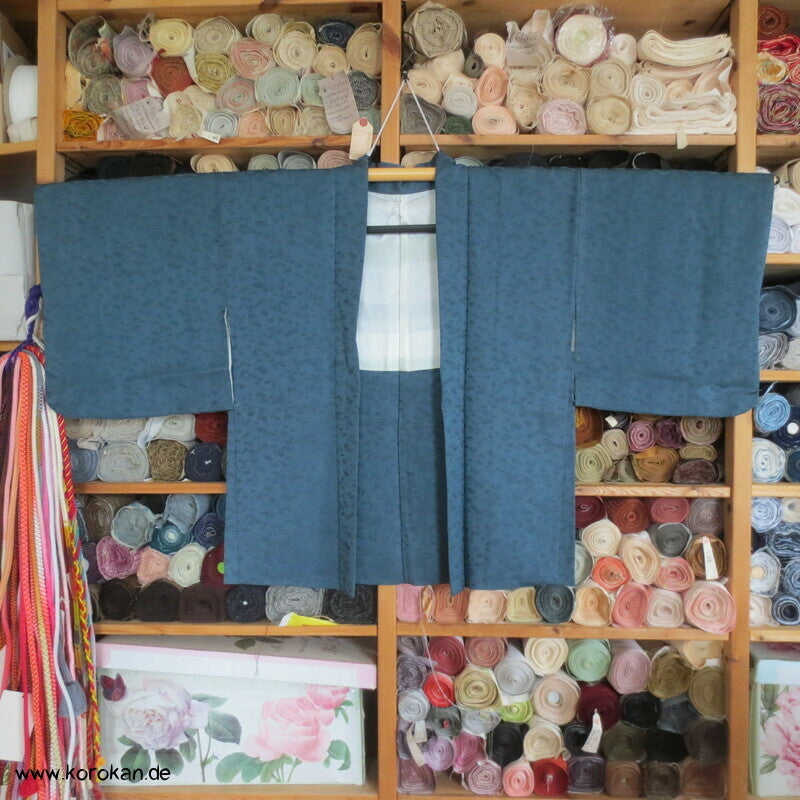 Haori Kimono Jacke petrol blasiger Seiden Matelassé