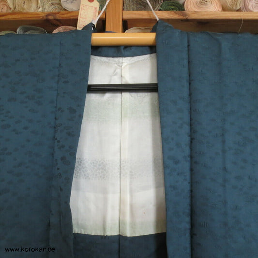 Haori Kimono Jacke petrol blasiger Seiden Matelassé