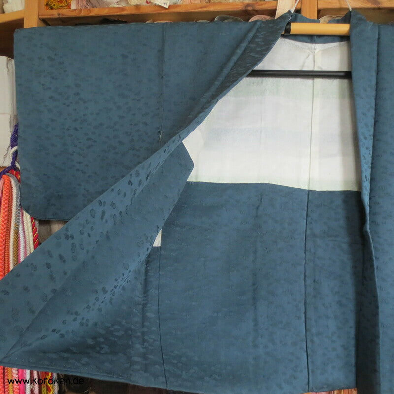 Haori Kimono Jacke petrol blasiger Seiden Matelassé