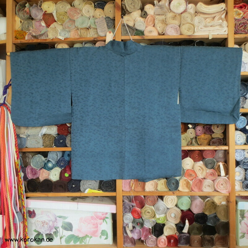 Haori Kimono Jacke petrol blasiger Seiden Matelassé