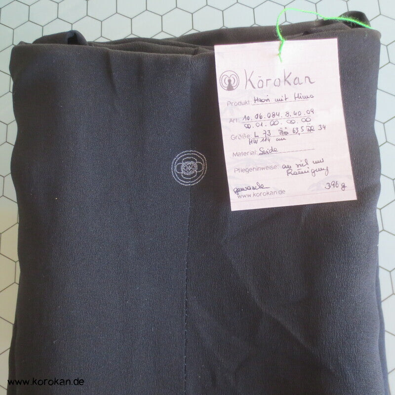 Seidencrepe schwarze Haori Kimono Jacke mit Himo