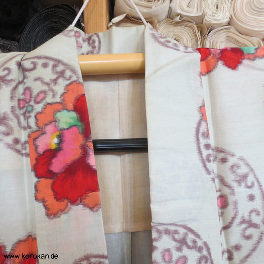 Kreise und Päonien Hitoe Meisen Seiden Komon Kimono
