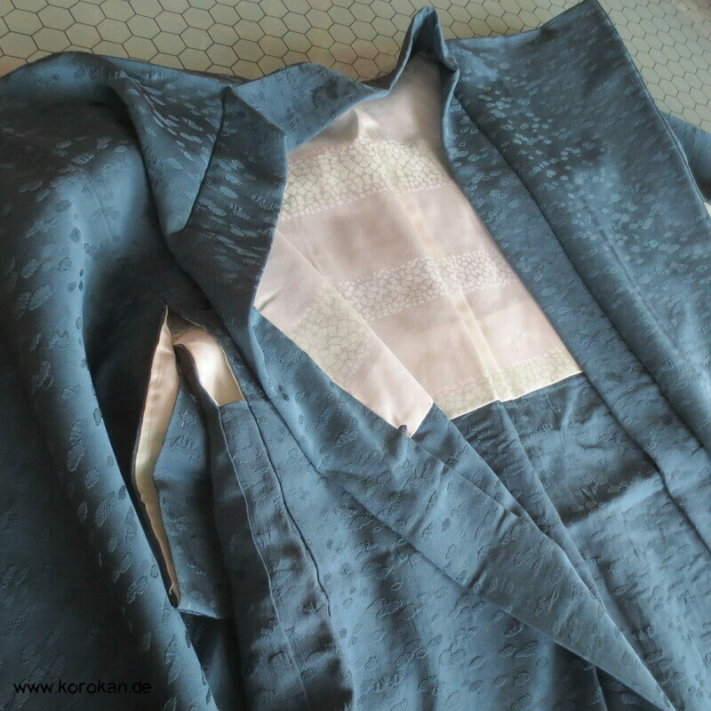 Haori Kimono Jacke petrol blasiger Seiden Matelassé
