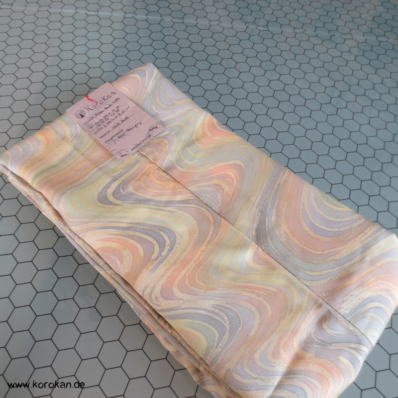 handgemalte bunte Wellen Seidencrepesatin Komon Kimono
