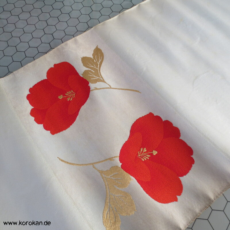 Mohnblüte Nagoya Obi Nishijin Seiden Brokat