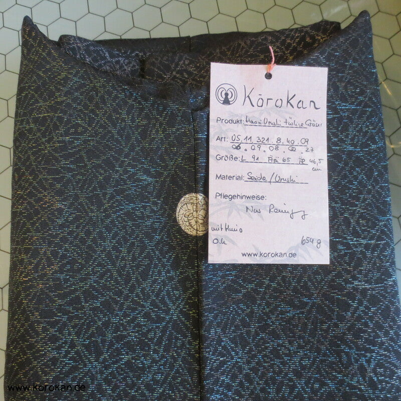 blaues Urushi Gräser Haori Kimono Jacke, mit Himo