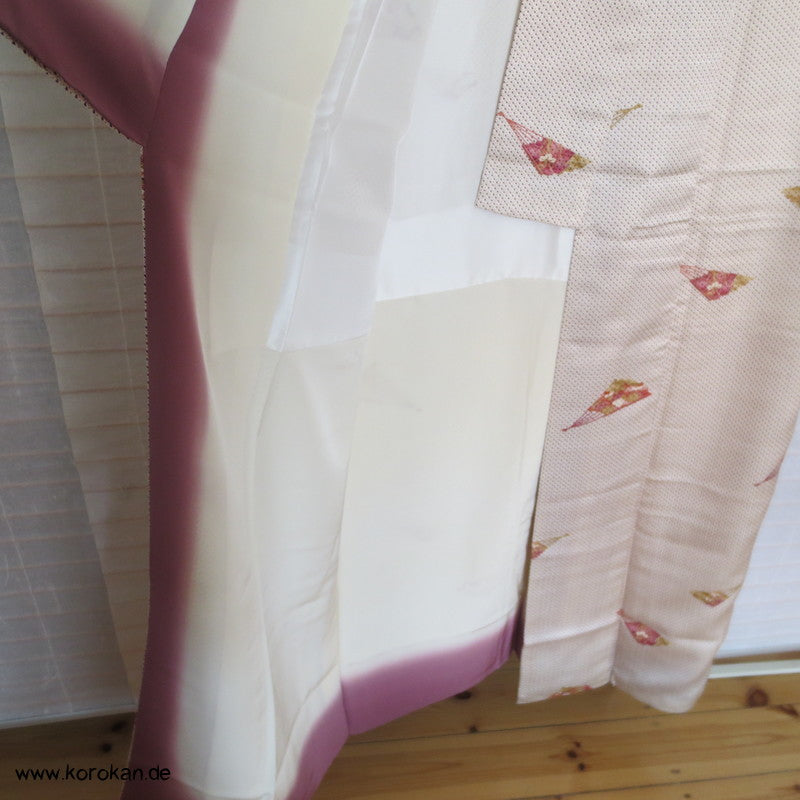 Kanoko Dot mit Fächern Komon Kimono Seidendamast
