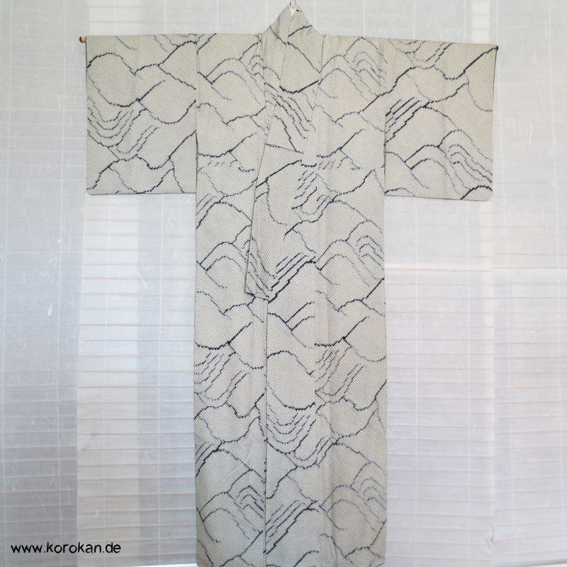 Full Shibori Wellen Seidendamast Komon Kimono
