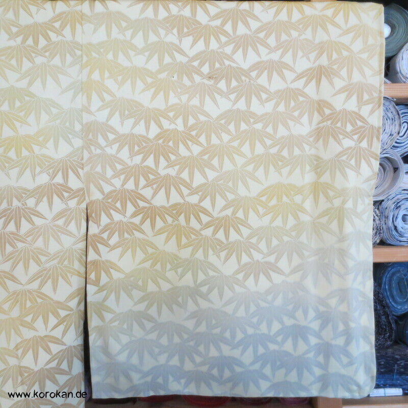 Bambusblätter Farbverlauf Tsukesage Seidencrepe Kimono