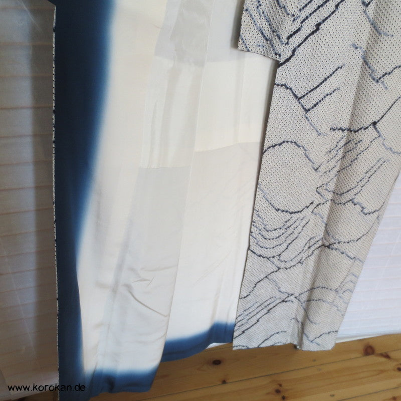 Full Shibori Wellen Seidendamast Komon Kimono