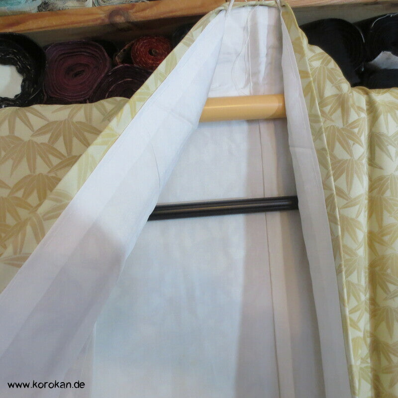 Bambusblätter Farbverlauf Tsukesage Seidencrepe Kimono