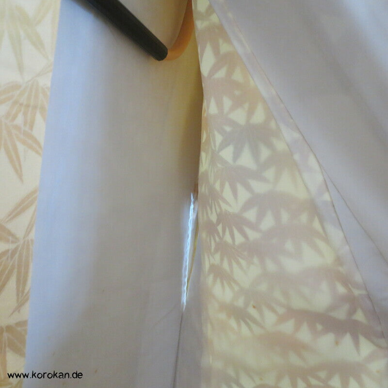 Bambusblätter Farbverlauf Tsukesage Seidencrepe Kimono