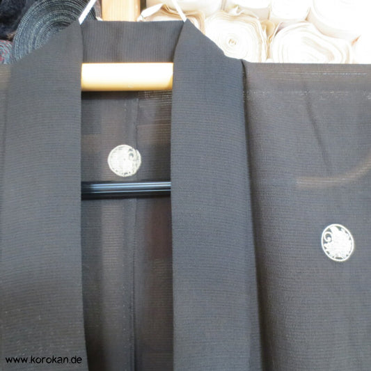 Ballonblumen antiker Tomesode Kimono aus Rho Seide