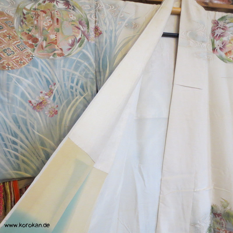 Iris, Golddruck Rondellen Homongi Seiden Kimono