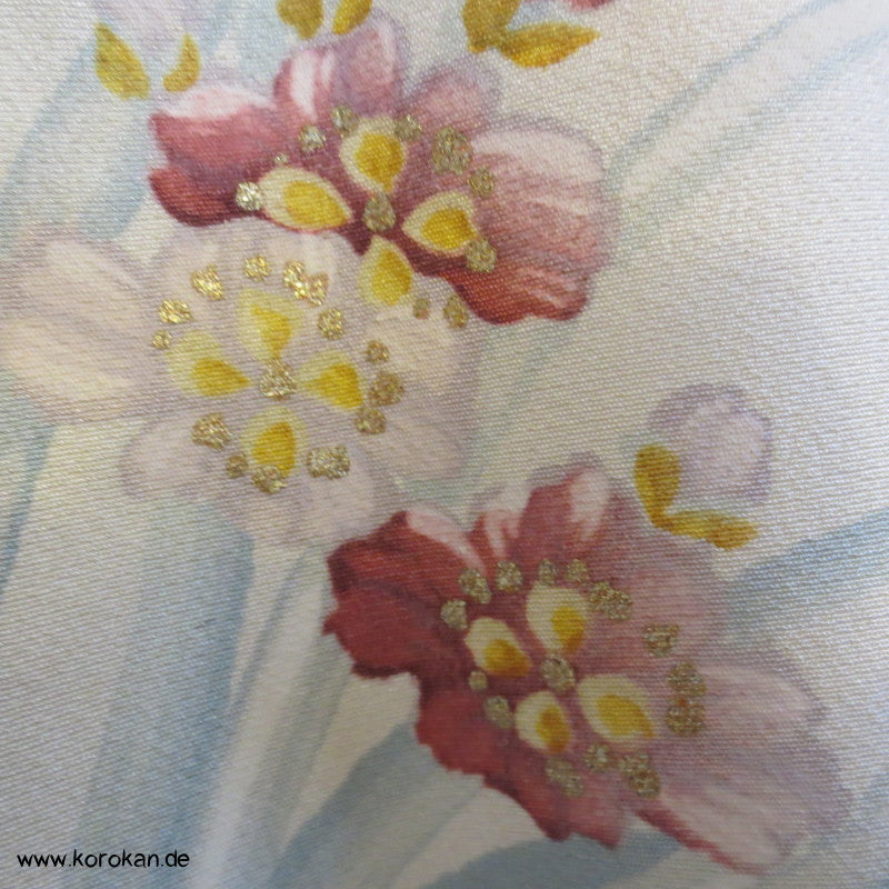 Iris, Golddruck Rondellen Homongi Seiden Kimono