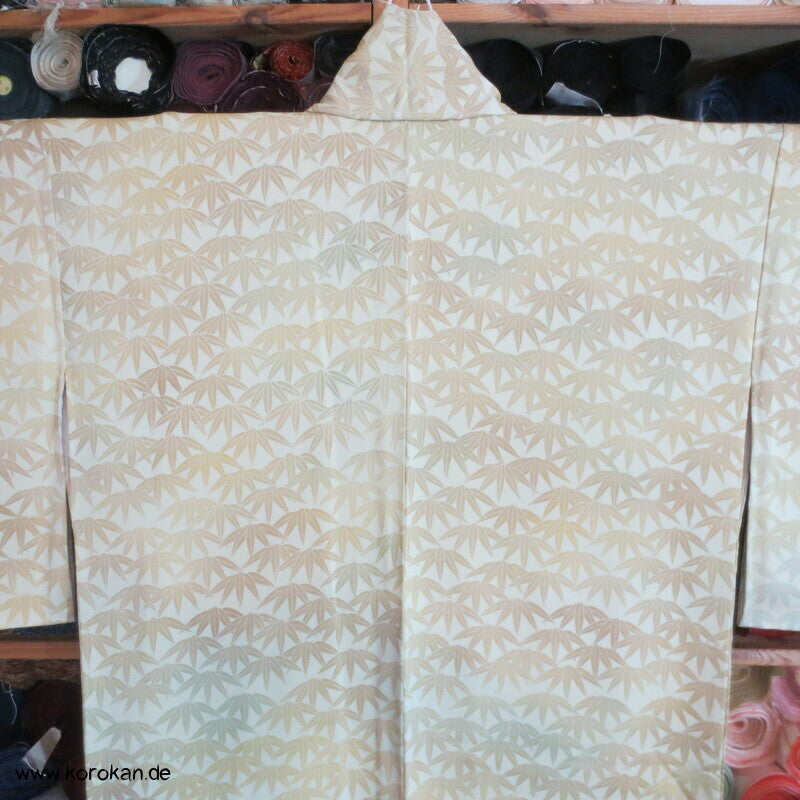 Bambusblätter Farbverlauf Tsukesage Seidencrepe Kimono