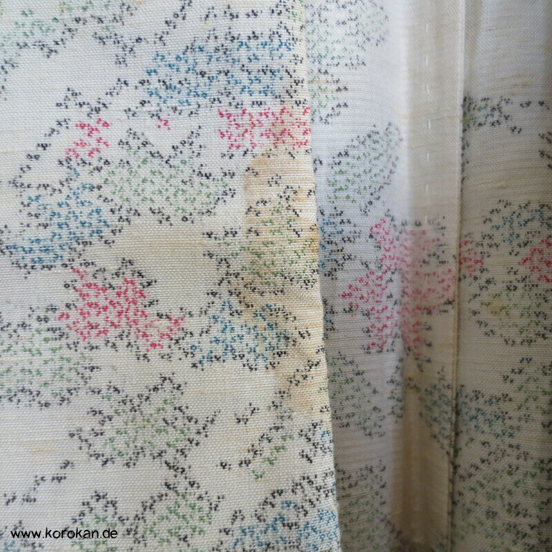 heller Blumen Kasuri Tsumugi Hitoe Kimono