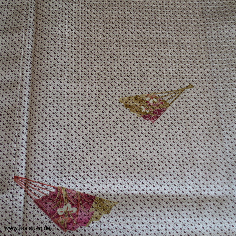 Kanoko Dot mit Fächern Komon Kimono Seidendamast