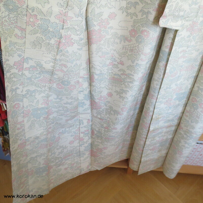 heller Blumen Kasuri Tsumugi Hitoe Kimono