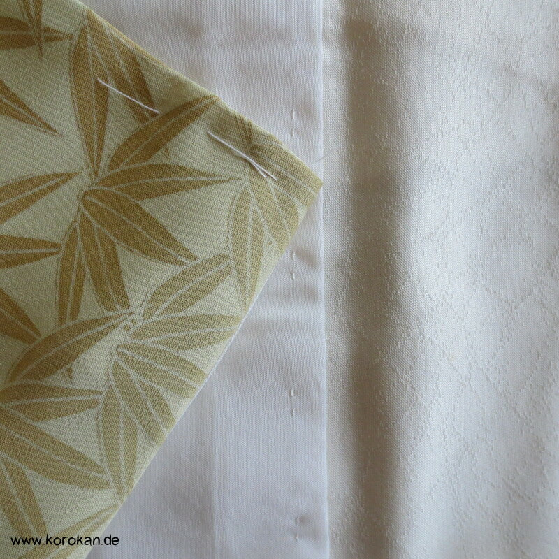 Bambusblätter Farbverlauf Tsukesage Seidencrepe Kimono