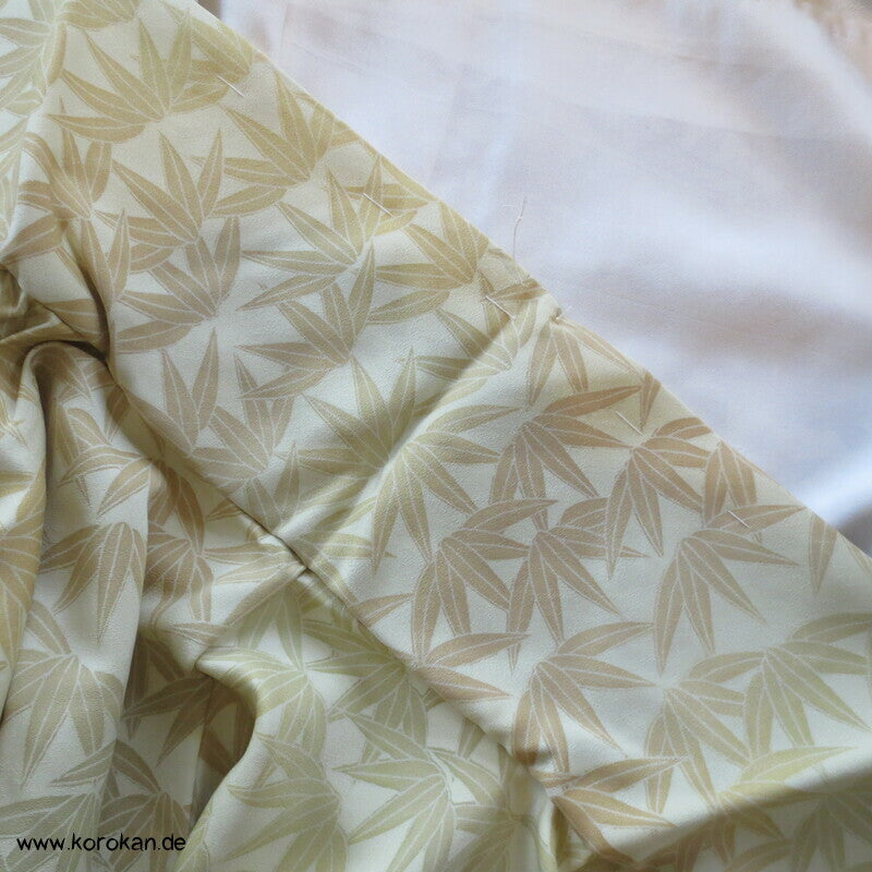 Bambusblätter Farbverlauf Tsukesage Seidencrepe Kimono