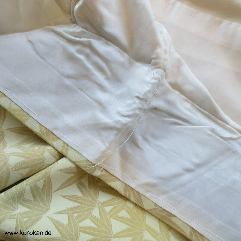 Bambusblätter Farbverlauf Tsukesage Seidencrepe Kimono