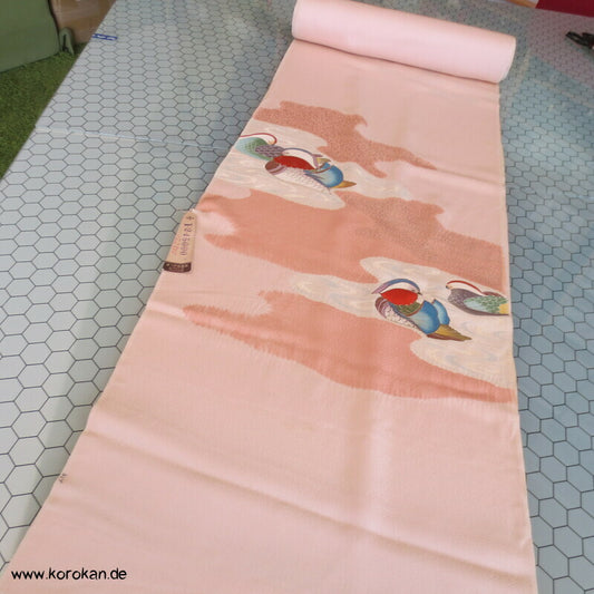 Mandarinenten Rinzu Damast Seide Tanmono für Homongi Kimono