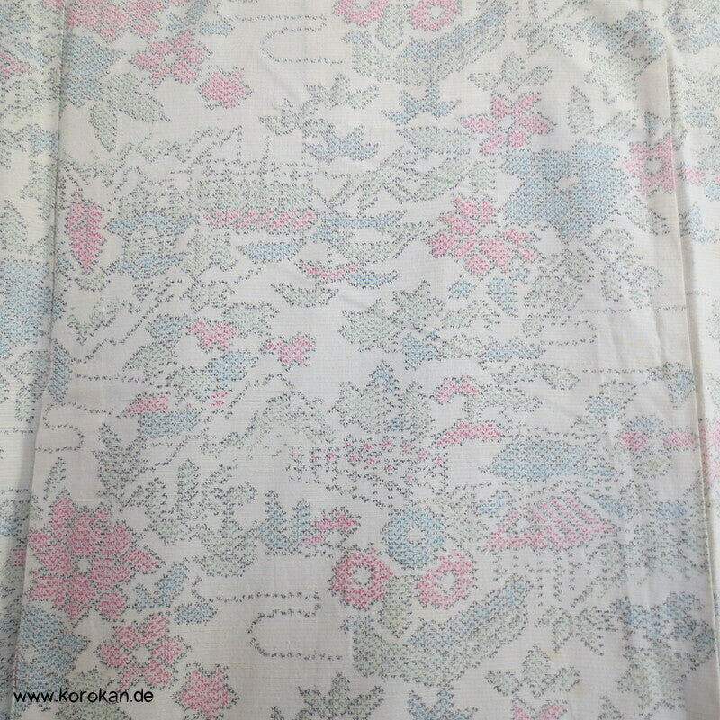 heller Blumen Kasuri Tsumugi Hitoe Kimono