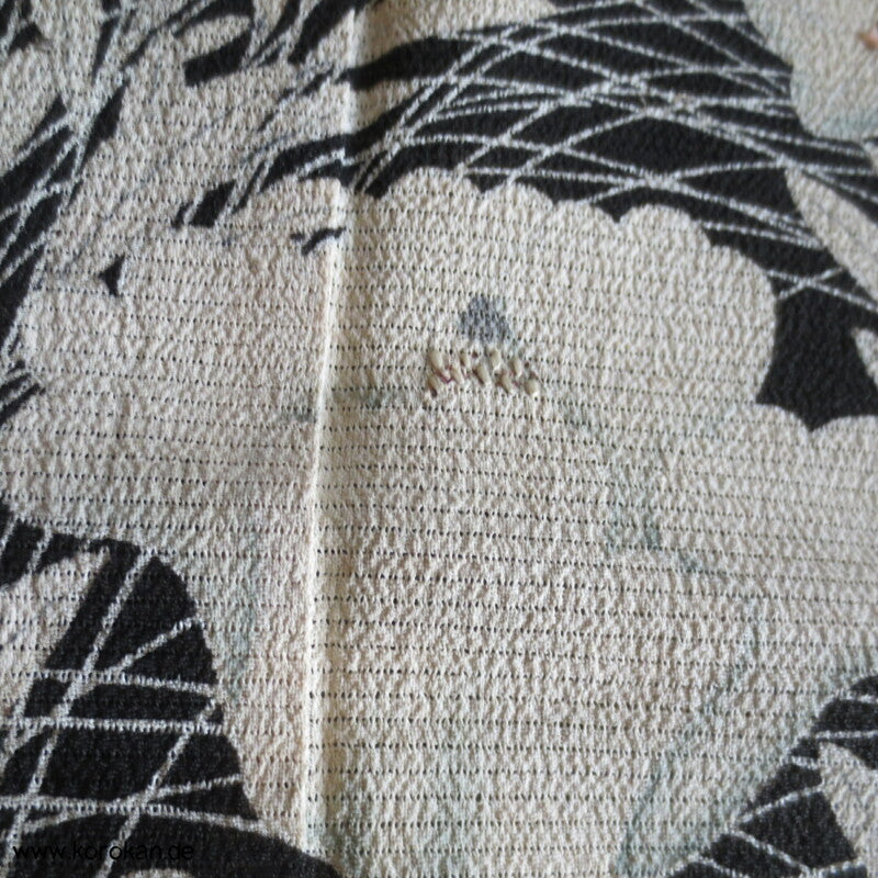 Ballonblumen antiker Tomesode Kimono aus Rho Seide